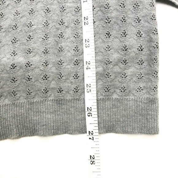 The Limited Sweater Women's M Grey Open-Front Belted Mixed Media Knit Cardigan - Picture 10 of 13